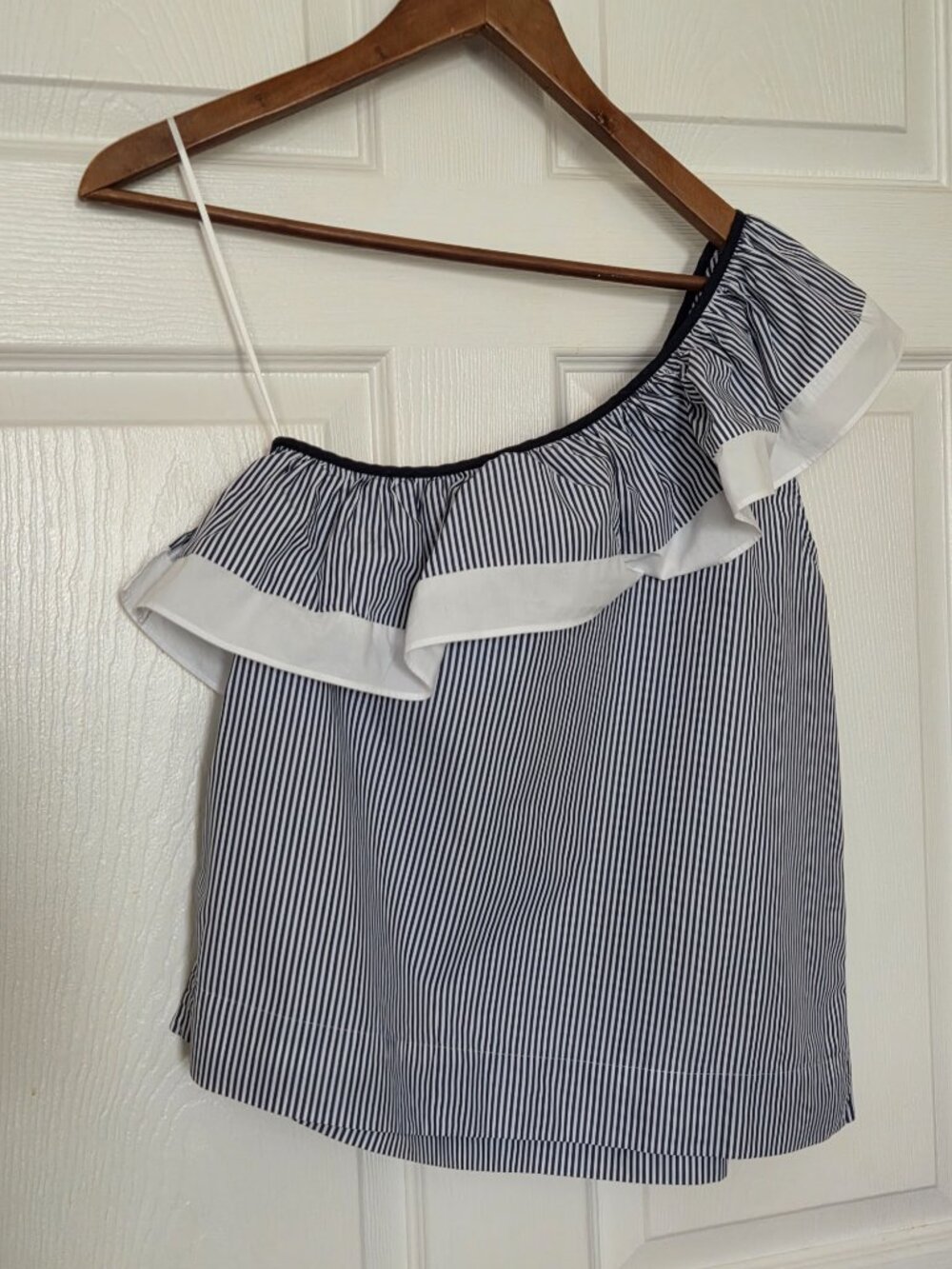 J.Crew Striped One Shoulder Ruffle Top - Picture 12 of 16